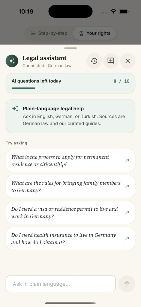 AI Legal Assistant chat