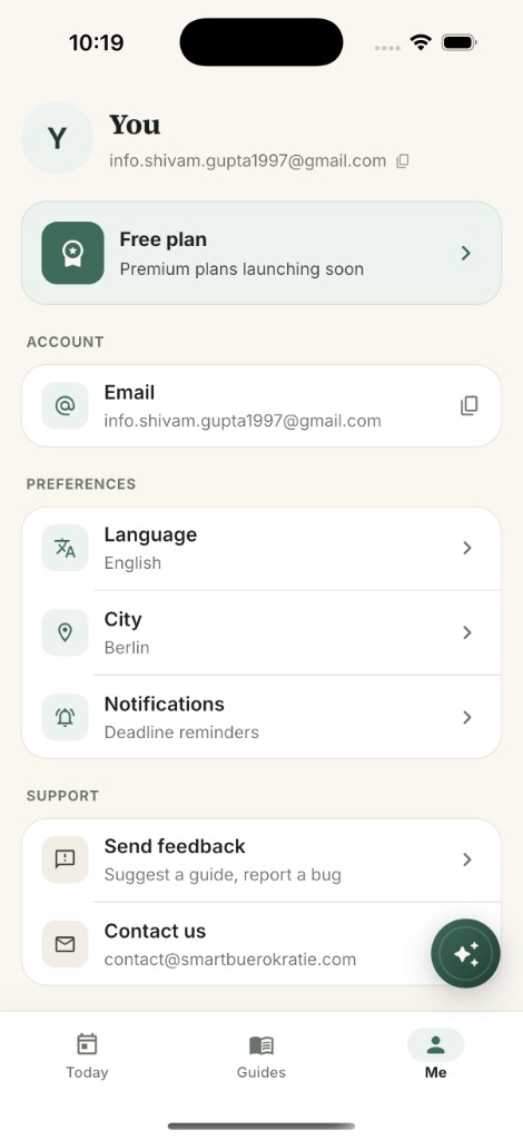 Account and language settings
